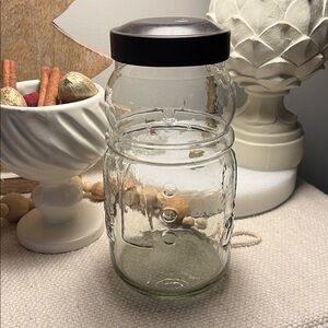 ☃️ Clear Glass vintage snowman Jar with Black metal Lid